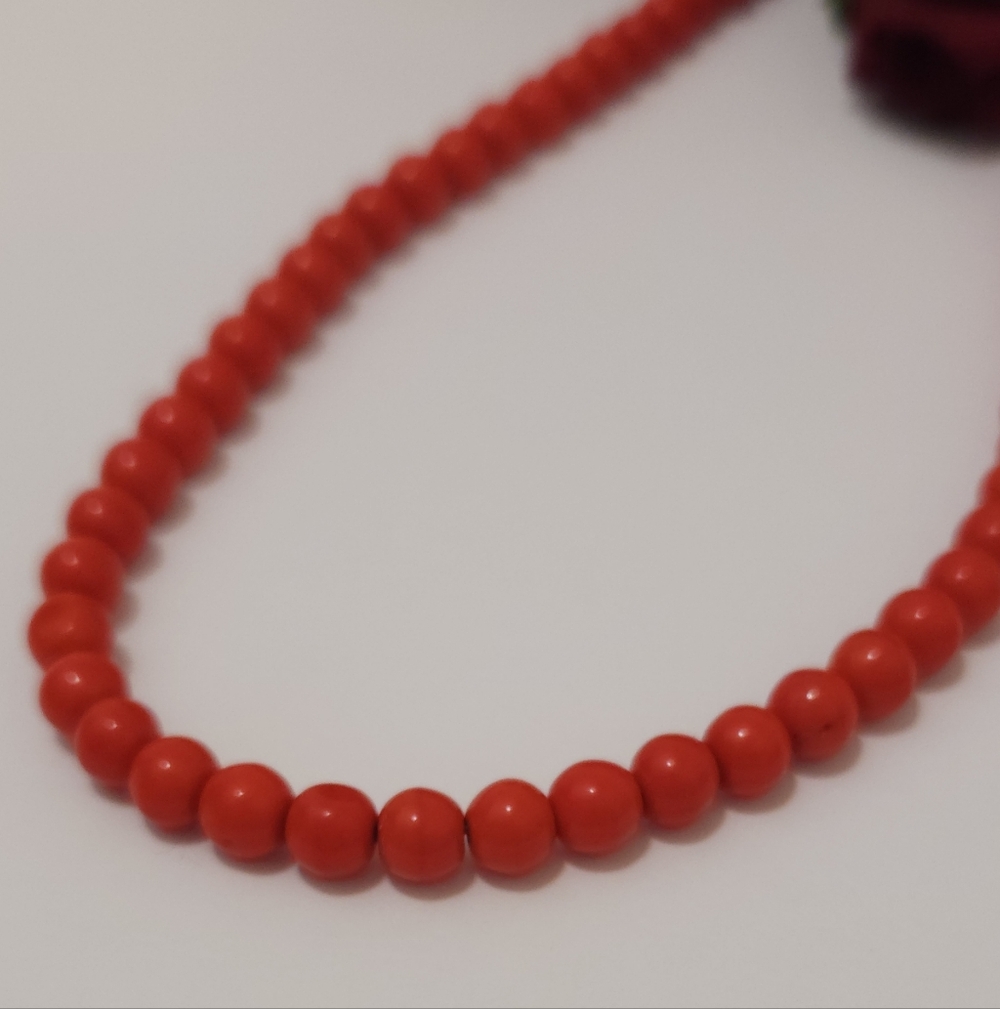 Vintage Genuine Red Coral Beaded Necklace with Silver Clasp 18" Long - Picture 8 of 16